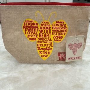 NWT Burts Bees zippered canvas pouch.  Approximately 10x7.